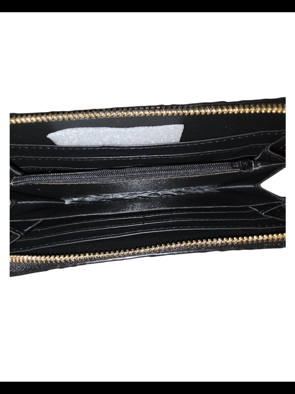 Brand New - Black and Gold Floral Embossed Zip-Around Wallet